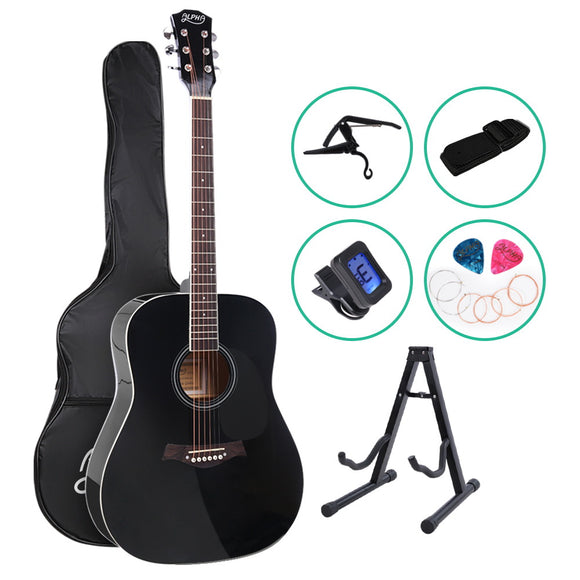 NNEDSZ 41 Inch Wooden Acoustic Guitar with Accessories set Black