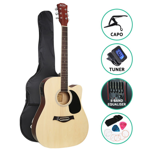 NNEDSZ 41 Inch Electric Acoustic Guitar Wooden Classical with Pickup Capo Tuner Bass Natural