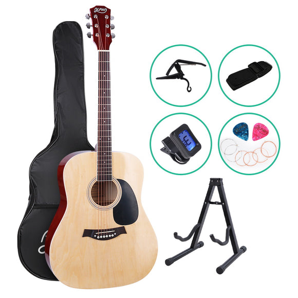 NNEDSZ 41 Inch Wooden Acoustic Guitar with Accessories set Natural Wood