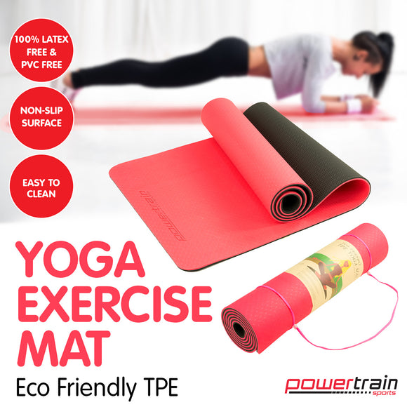 NNEDPE Powertrain Eco-Friendly TPE Pilates Exercise Yoga Mat 8mm - Red