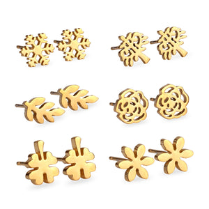NNEOBA Earrings Set For Women Stainless Steel 6Pairs/Box Piercing 316L Valentines Day Hypoallerge Small brinco Child Gifts