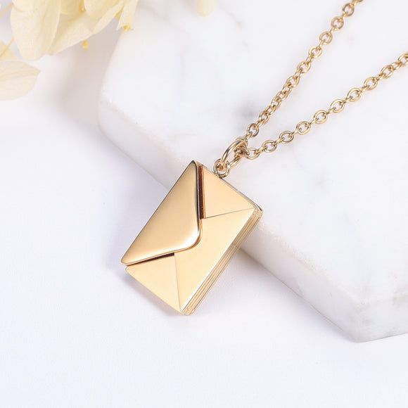 NNEOBA Love Letter Envelope Pendant Necklace Customized Stainless Steel Jewelry Confession Love You for Valentine Day Mother Day Gift