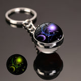 NNEOBA New 12 Constellation key ring Starry Sky Luminous Keychain Time Stone Glass Ball Key Chain Accessories Pendant Key Chain Gifts