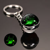 NNEOBA New 12 Constellation key ring Starry Sky Luminous Keychain Time Stone Glass Ball Key Chain Accessories Pendant Key Chain Gifts