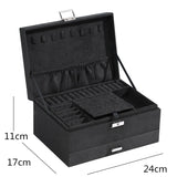 NNEOBA 3-layes Black Flannel Jewelry Box boite a bijou Jewelry Organizer Necklace Earring Ring Storage Box for Women Gifts