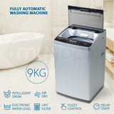 NNEMB 9kg Top Load Washing Machine Home Dry Wash Automatic Washer Grey Laundry