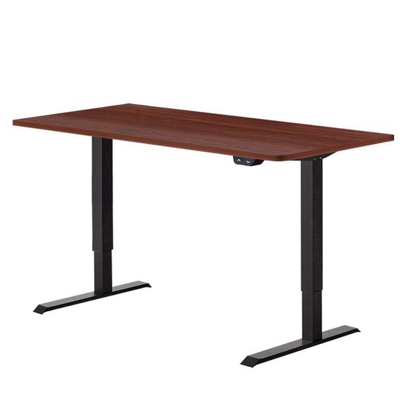 NNEDSZ Motorised Height Adjustable Standing Desk - Black Frame with 140cm Walnut Top