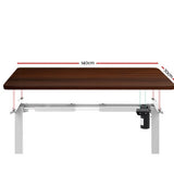 NNEDSZ Motorised Height Adjustable Standing Desk - White Frame with 140cm Walnut Top
