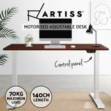 NNEDSZ Motorised Height Adjustable Standing Desk - White Frame with 140cm Walnut Top