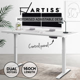 NNEDSZ Motorised Height Adjustable Standing Desk - White Frame with 160cm White Top