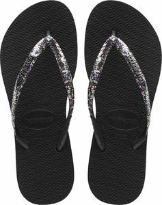 NNEKG Womens Slim Flatform Shine Thong (Black Size 41 42 BR)