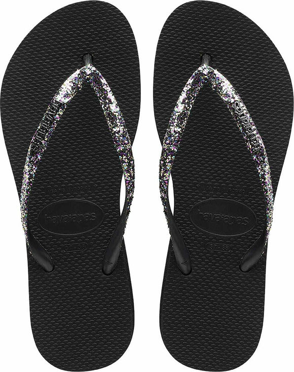 NNEKG Womens Slim Flatform Shine Thong (Black Size 37 38 BR)