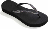 NNEKG Womens Slim Flatform Shine Thong (Black Size 41 42 BR)