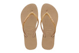 NNEKG Womens Slim Flatform Shine Thongs (Rose Gold Size 39 40 BR)