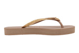 NNEKG Womens Slim Flatform Shine Thongs (Rose Gold Size 37 38 BR)
