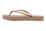 NNEKG Womens Slim Flatform Shine Thongs (Rose Gold Size 39 40 BR)