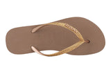 NNEKG Womens Slim Flatform Shine Thongs (Rose Gold Size 37 38 BR)