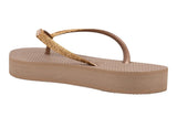 NNEKG Womens Slim Flatform Shine Thongs (Rose Gold Size 41 42 BR)