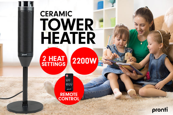 NNEDPE Pronti Electric Tower Heater 2000W Ceramic Portable Remote - Black