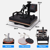 NNEMB 38x29cm 5in1 Swing Away Heat Press Machine-Includes T-Shirt-Mug-Cap-Plate Presses