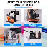 NNEMB 38x29cm 5in1 Swing Away Heat Press Machine-Includes T-Shirt-Mug-Cap-Plate Presses