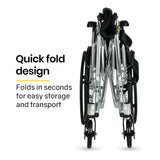 NNEMB Folding Aluminium Wheelchair-20 Wheels-Park Brakes-100kg Capacity-Black