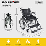 NNEMB Folding Aluminium Wheelchair-20 Wheels-Park Brakes-100kg Capacity-Black