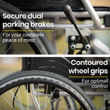 NNEMB Folding Aluminium Wheelchair-20 Wheels-Park Brakes-100kg Capacity-Black