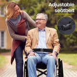 NNEMB Folding Aluminium Wheelchair-20 Wheels-Park Brakes-100kg Capacity-Black