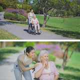 NNEMB Folding Aluminium Wheelchair-20 Wheels-Park Brakes-100kg Capacity-Grey/Black