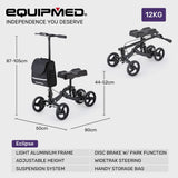 NNEMB Knee Scooter Walker-Disc Brake-Suspension-Bag-Broken Leg Ankle Foot Mobility-Crutches Alternative-Black