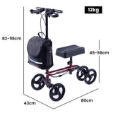 NNEMB Knee Scooter Walker-Dual Brakes-Bag-Broken Leg Ankle Foot Mobility-Crutches Alternative-Red
