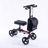 NNEMB Knee Scooter Walker-Dual Brakes-Bag-Broken Leg Ankle Foot Mobility-Crutches Alternative-Red
