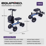 NNEMB Knee Scooter Walker-10 Tyres-Dual Brakes-Bag-Broken Leg Ankle Foot Mobility-Crutches Alternative-Blue