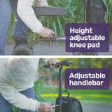 NNEMB Knee Scooter Walker-10 Tyres-Dual Brakes-Bag-Broken Leg Ankle Foot Mobility-Crutches Alternative-Titanium colour
