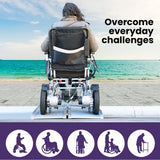 NNEMB 123cm Portable Folding Aluminium Access Ramp 272kg Rated-Silver-for Wheelchair-Mobility Scooter