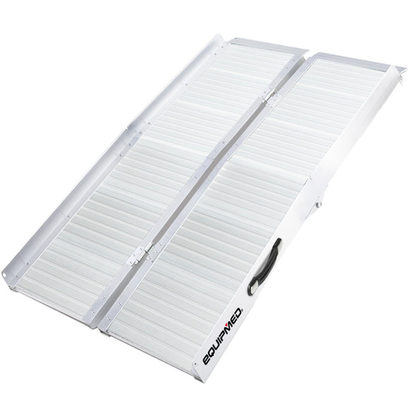 NNEMB 123cm Portable Folding Aluminium Access Ramp 272kg Rated-Silver-for Wheelchair-Mobility Scooter