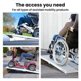 NNEMB 123cm Portable Folding Aluminium Access Ramp 272kg Rated-Silver-for Wheelchair-Mobility Scooter