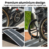 NNEMB 123cm Portable Folding Aluminium Access Ramp-272kg Rated-Black Ultra-Grip-for Wheelchair-Mobility Scooter