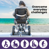 NNEMB 123cm Portable Folding Aluminium Access Ramp-272kg Rated-Black Ultra-Grip-for Wheelchair-Mobility Scooter