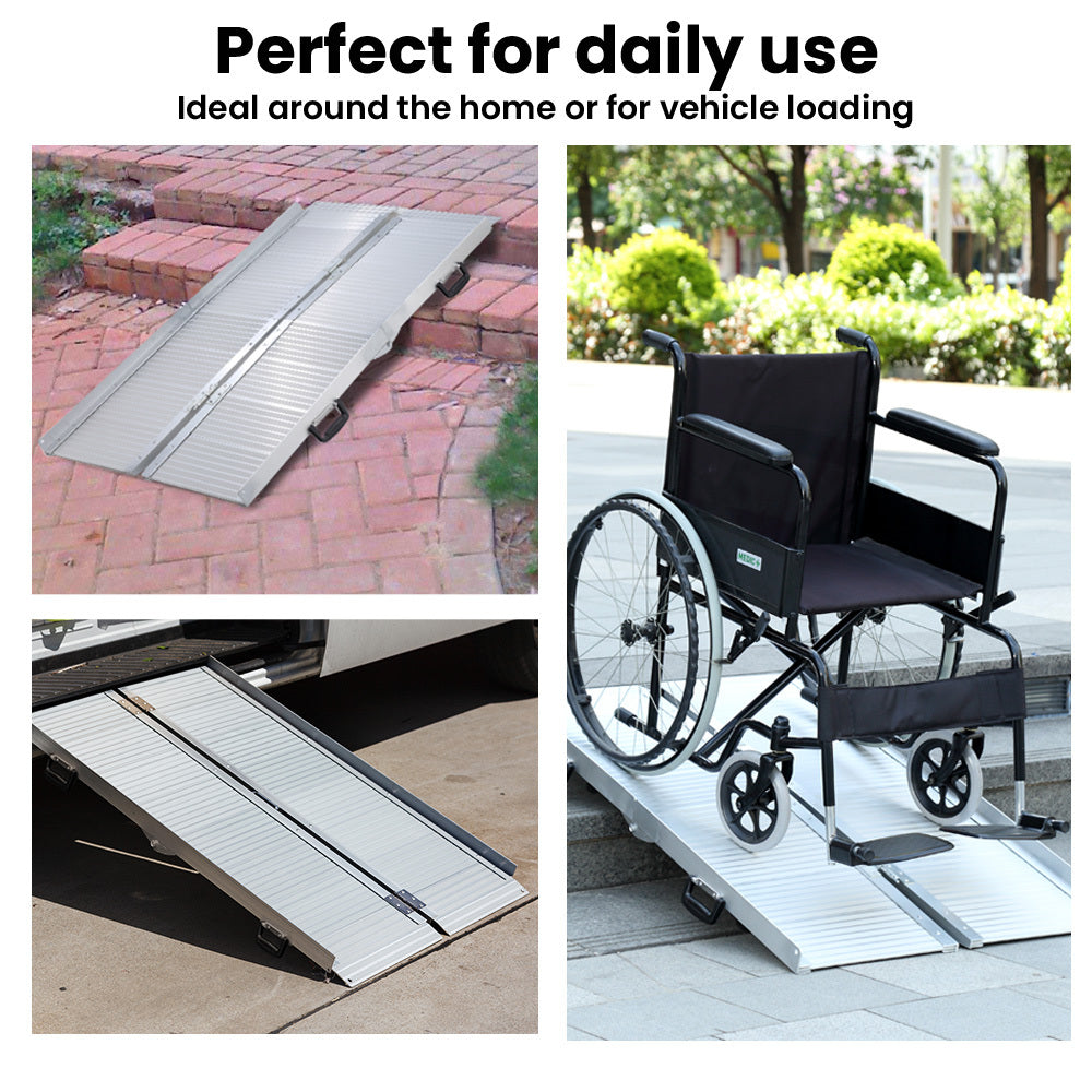 NNEMB 152cm Portable Folding Aluminium Access Ramp-272kg Rated-for Whe ...