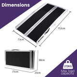 NNEMB 152cm Portable Folding Aluminium Access Ramp 272kg Rated-Black Ultra-Grip-for Wheelchair-Mobility Scooter