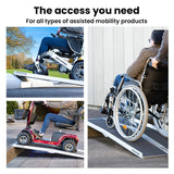 NNEMB 152cm Portable Folding Aluminium Access Ramp 272kg Rated-Black Ultra-Grip-for Wheelchair-Mobility Scooter