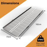 NNEMB 182cm Portable Folding Aluminium Access Ramp-272kg Rated-for Wheelchair-Mobility Scooter-Rollator