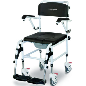 NNEMB Commode Shower Chair-Over Toilet or Bedside 136kg Capacity Aluminium frame with Wheels-Black