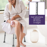 NNEMB Shower Chair Bath Seat 120kg Capacity-with Arms-Adjustable Height-for Elderly-White