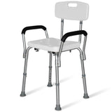 NNEMB Shower Chair Bath Seat 120kg Capacity-with Arms-Adjustable Height-for Elderly-White