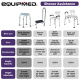 NNEMB Shower Chair Bath Stool-with 360-degree Swivel Rotating Seat for Elderly-White/Blue