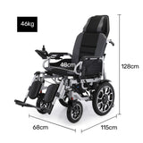 NNEMB Power Electric Wheelchair-XL Wide Chair Seat-20km Range-Auto Recline-Lithium Battery-Steel-16 Rear Wheel-Headrest-Folding-Grey/Black