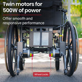 NNEMB Power Electric Wheelchair-Folding-12km Max Range-Lithium Battery-24 Light Rear Wheels-Black/Blue